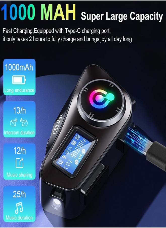 KASTWAVE - Motorcycle Helmet Bluetooth Headset, Helmet Bluetooth Intercom BT5.3 Noise Cancellation 6EQ HiFi Stereo, Headphone Speakers LCD Screen, Support FM Radio, Music Share, SD Card - Image 1
