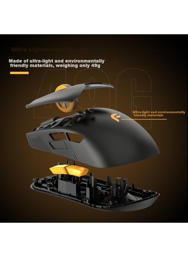 Dearmo F800 Gaming Mouse, Wireless Mouse, Bluetooth Mouse, Paw3395 Sensor, Lightweight Three-mode Mouse Without Buttons, Rechargeable Long Battery Life, Black And Gold Editio - Image 1