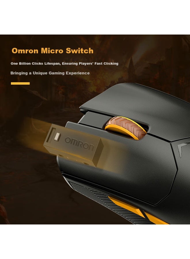 Dearmo F800 Gaming Mouse, Wireless Mouse, Bluetooth Mouse, Paw3395 Sensor, Lightweight Three-mode Mouse Without Buttons, Rechargeable Long Battery Life, Black And Gold Editio - Image 2