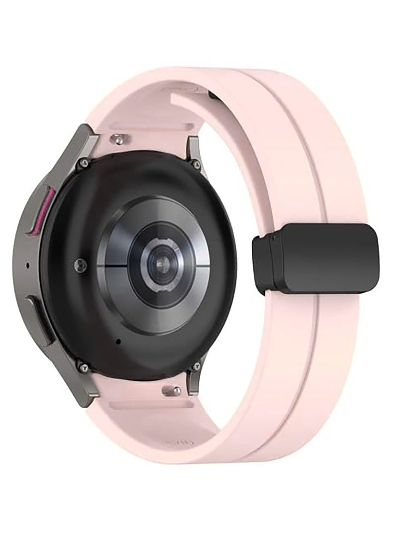 Magnetic Band for Samsung Galaxy Watch 6 Classic 47mm 43mm/5 Pro 45mm/Watch 7 FE 6 5 4 44mm 40mm/4 Classic 46mm 42mm,Silicone Strap for Samsung Watch 5 Pro 45mm,No Gap Pink - Image 2