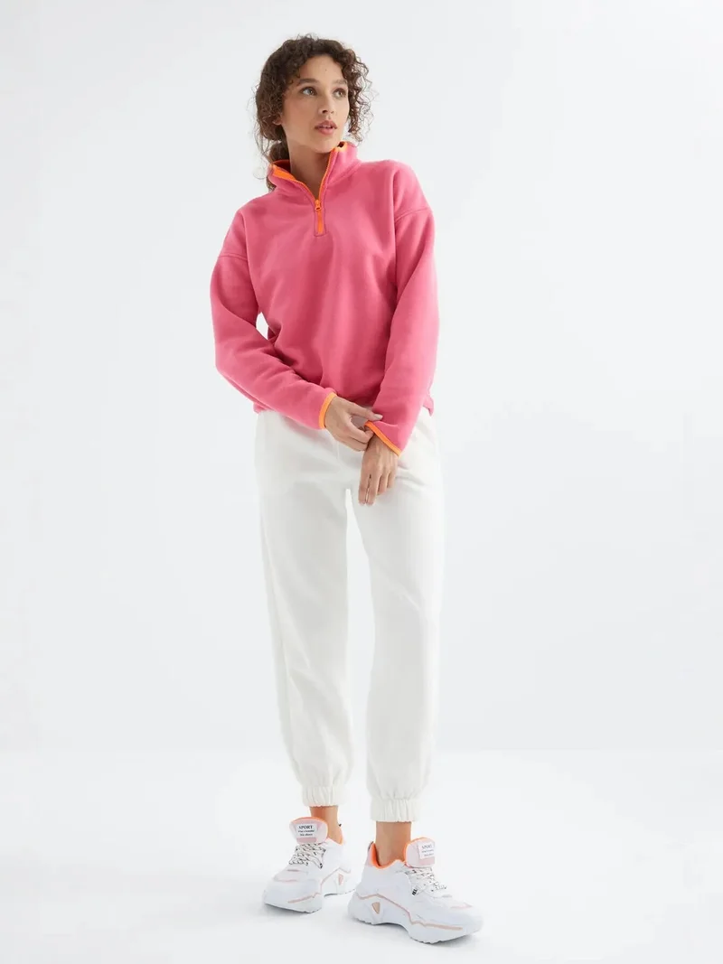 تومي لايف TOMMY Oversized Plush Half-zip Sweatshirt