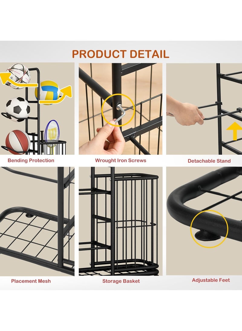 DubaiGallery Ball Stand Basketball Storage Rack Ball Holder Sports Equipment Storage Rack  - Image 4