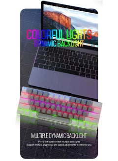 Zeemey 61 Keys RGB Gaming Keyboard 60% Mini Wired Waterproof With Anti-ghosting Keyboard and Two-color Keycaps With Red Switch for Gamers(Light gray and white)  - Image 2
