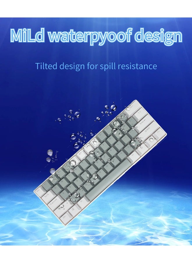 Zeemey - 61 Keys RGB Gaming Keyboard 60% Mini Wired Waterproof With Anti-ghosting Keyboard and Two-color Keycaps With Red Switch for Gamers(Light gray and white) - Image 1