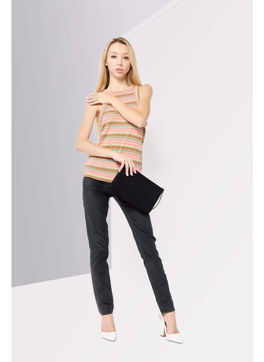 Scotch & Soda Women Round Neck Sleeveless Stripe Tank Top, Multicolor  - Image 2