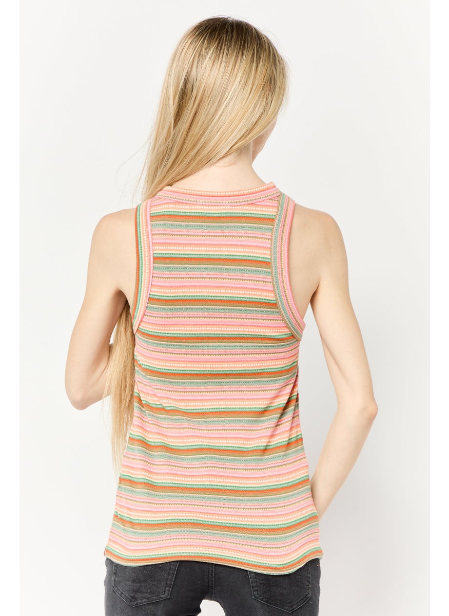 Scotch & Soda Women Round Neck Sleeveless Stripe Tank Top, Multicolor  - Image 4