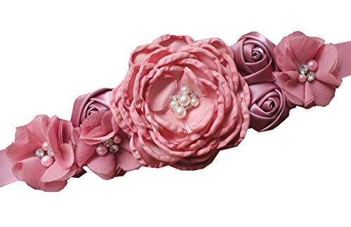 Nania Flowers materniry sash baby shower pregnancy belts for Mom to be (Dusty pink) - Image 1