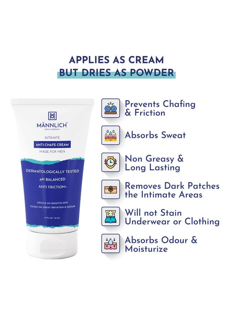 Mannlich Anti Chafing Cream for Men, Anti-Rash Cream for Intimate Areas, Reduces Inner Thigh Rashes from Sports and Fitness Activities, Prevents from Sweat, Odor, Irritation & Rashes | Dermatologically Tested | 50ml - Image 4