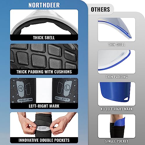 Northdeer Men's Soccer Shin Guards for Men incl. Sleeves with Optimized Insert Pocket - Protective Soccer Shin Pads for Kids Adults (White L) - Image 5