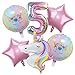 DUILE Unicorn Balloons Unicorn Birthday Party Decorations for Girls Foil Balloons Set Macaron and Rainbow Balloon Wedding Baby Shower Party Supplies 5 - Image 2