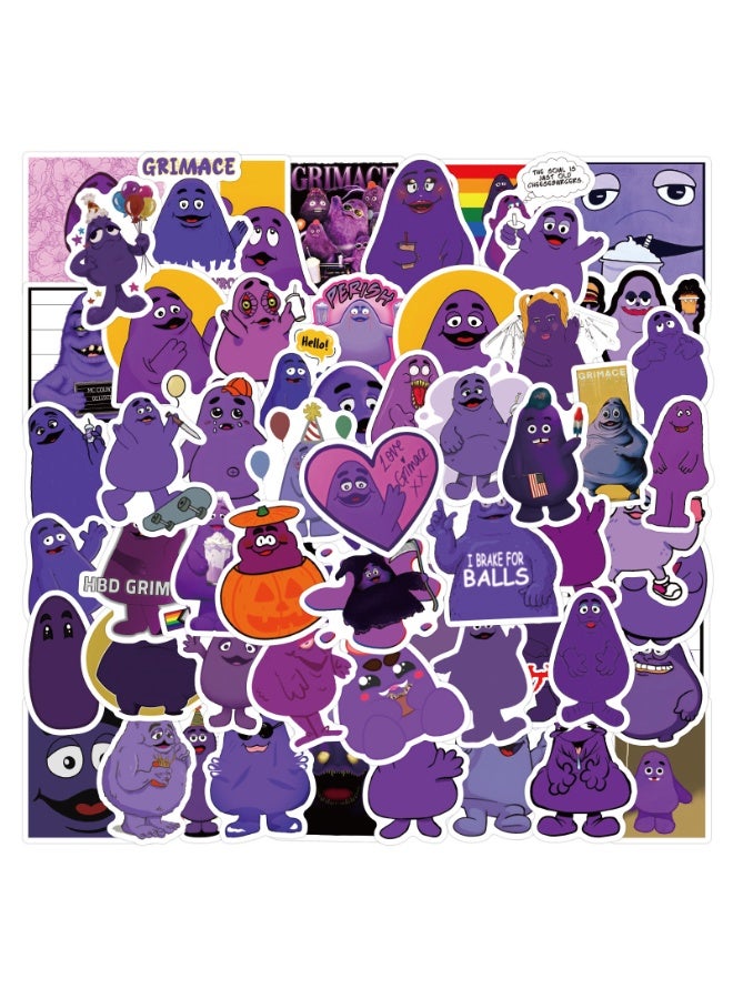 NIBEMINENT 60 Pcs Grimace Deco Kit Waterproof Stickers, High Definition Printing Bright Colors, Suitable for Laptop Skateboard Luggage Water Bottle Guitar DIY - Image 2