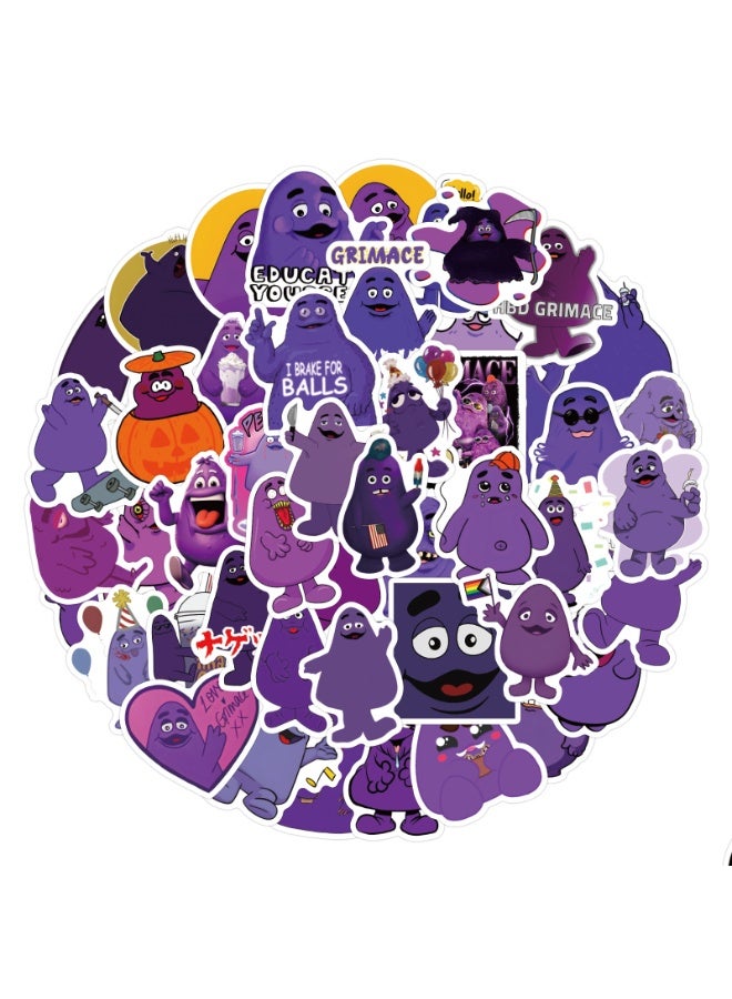 NIBEMINENT 60 Pcs Grimace Deco Kit Waterproof Stickers, High Definition Printing Bright Colors, Suitable for Laptop Skateboard Luggage Water Bottle Guitar DIY - Image 1