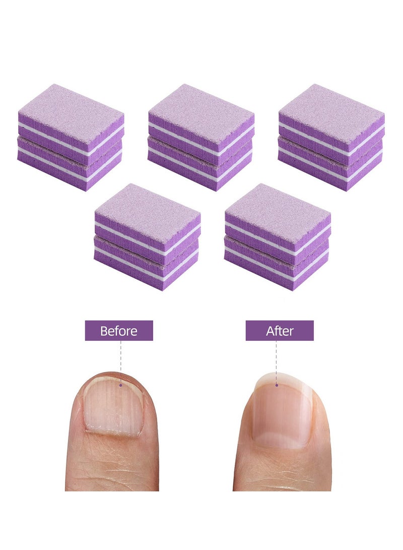 Zikra 50pcs Mini Nail Sponge File, Nail Bumper, High Elastic Sponge Grinding Square, Sponge Nail File Polishing, Nail Art Tool (Purple) - Image 3