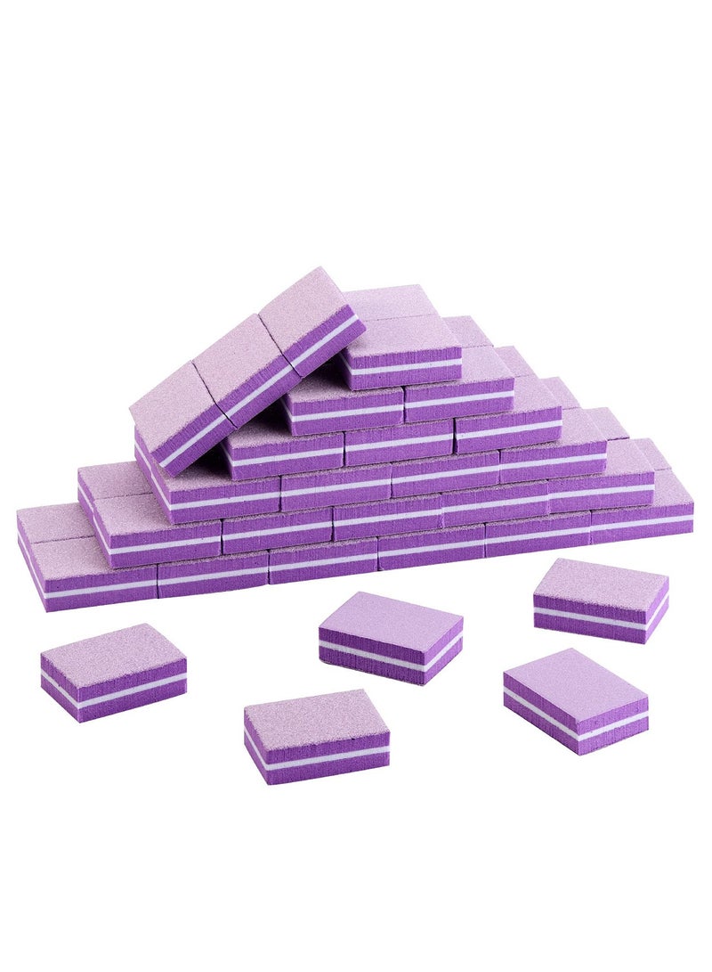 Zikra 50pcs Mini Nail Sponge File, Nail Bumper, High Elastic Sponge Grinding Square, Sponge Nail File Polishing, Nail Art Tool (Purple) - Image 1