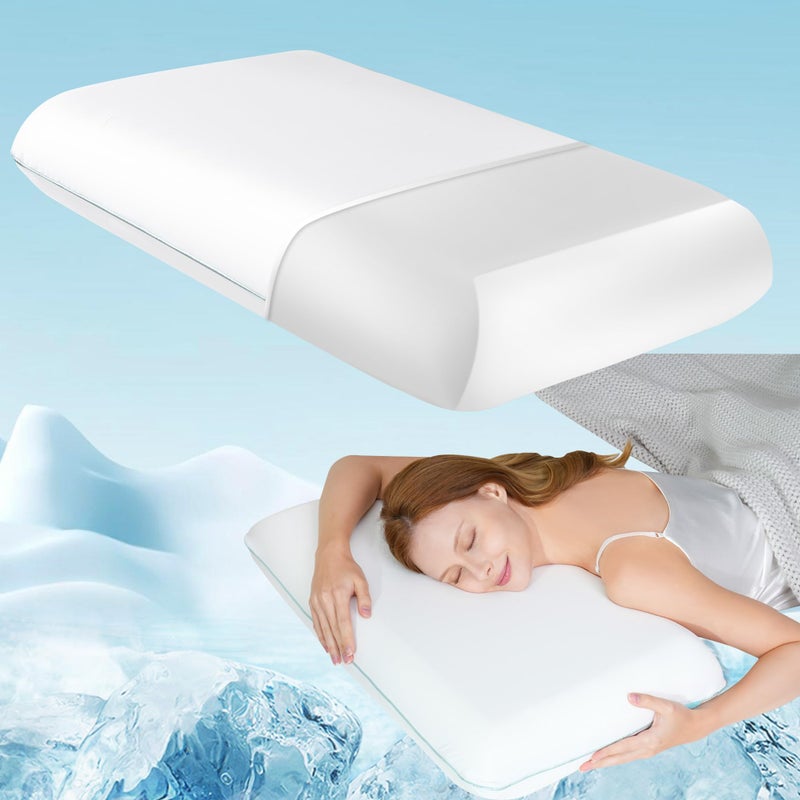 Releep Cooling Soft Memory Foam Pillow, Neck Pillow for Sleeping, Cervical Neck Pillow for Side Sleepers, Back Stomach Sleepers, Ergonomic Pillow for Neck Pain Relief, Orthopedic Deep Sleep Pillow - Image 1