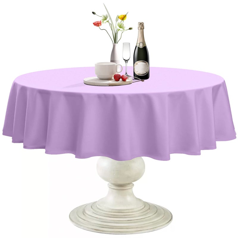Softalker Round Tablecloth  Waterproof & Stain Resistant Table Cloth Wrinkle Free Fabric Washable 210GSM Polyester Table Cover for Spring/Party/Outdoor - 90 inch Lavender - Image 1