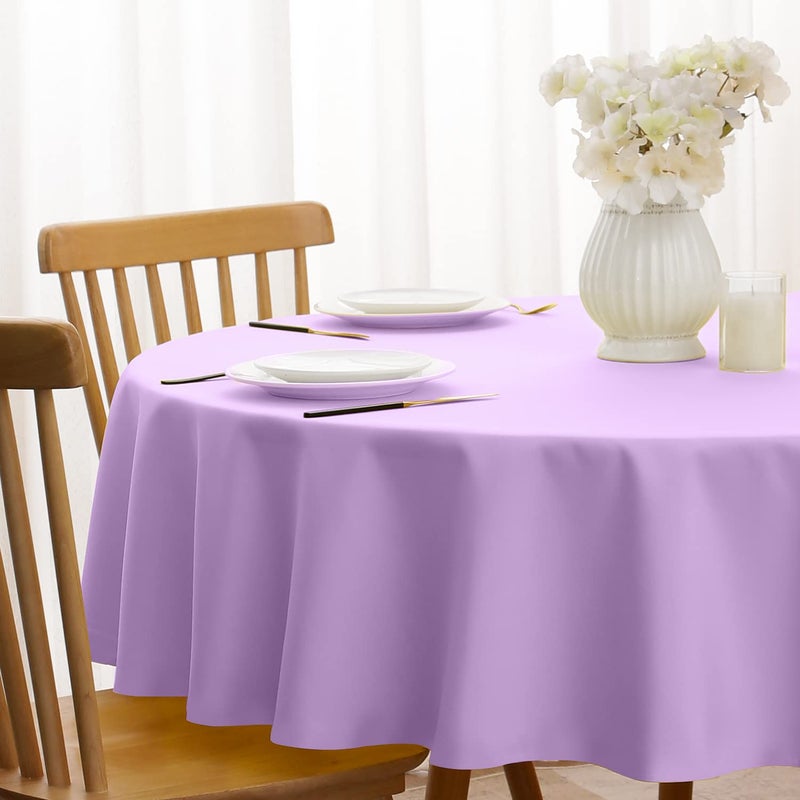 Softalker Round Tablecloth  Waterproof & Stain Resistant Table Cloth Wrinkle Free Fabric Washable 210GSM Polyester Table Cover for Spring/Party/Outdoor - 90 inch Lavender - Image 4