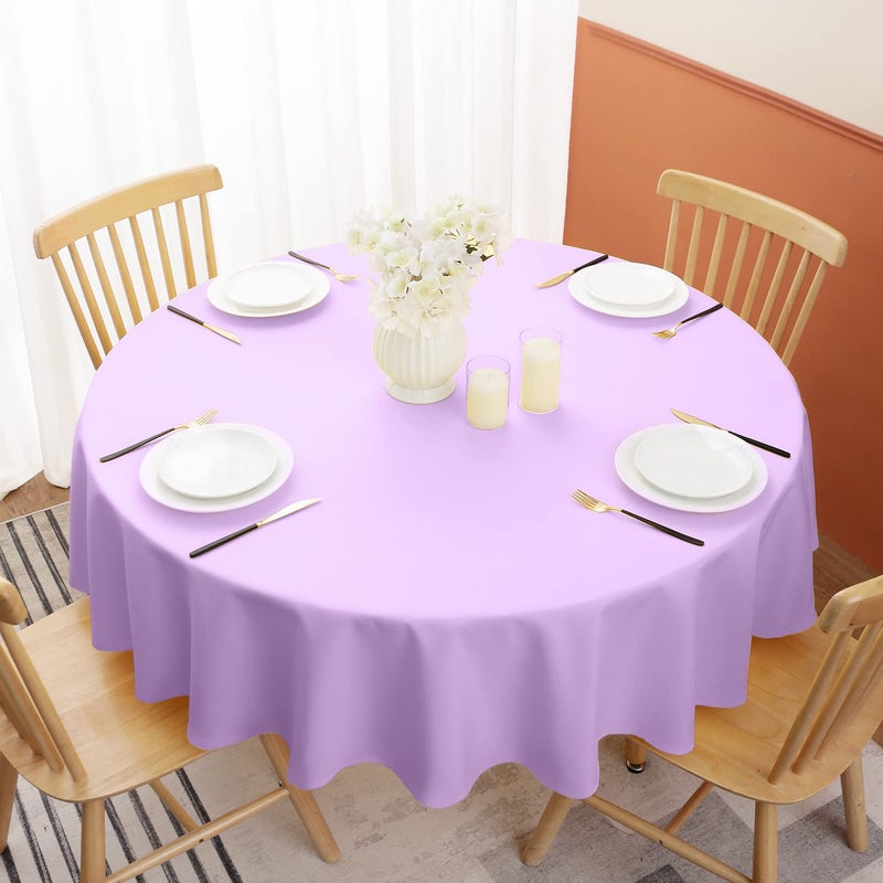 Softalker Round Tablecloth  Waterproof & Stain Resistant Table Cloth Wrinkle Free Fabric Washable 210GSM Polyester Table Cover for Spring/Party/Outdoor - 90 inch Lavender - Image 2