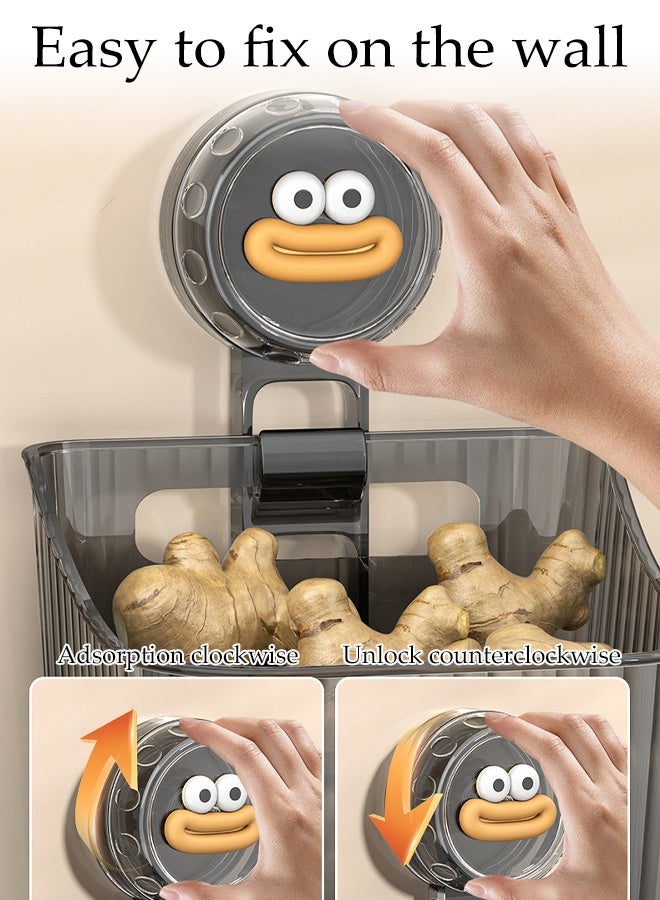 Kitchen Wall-mounted Racks,Removable Plastic Storage Box ,No Drilling Storage Organizer,Hanging Storage Container for Ginger Garlic - Image 5