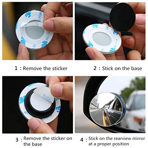 Rylan HD Glass Frameless Round Convex Rear View Blind Spot Mirror Cars/Trucks/Vans (2") -Pack of 2 - Image 2