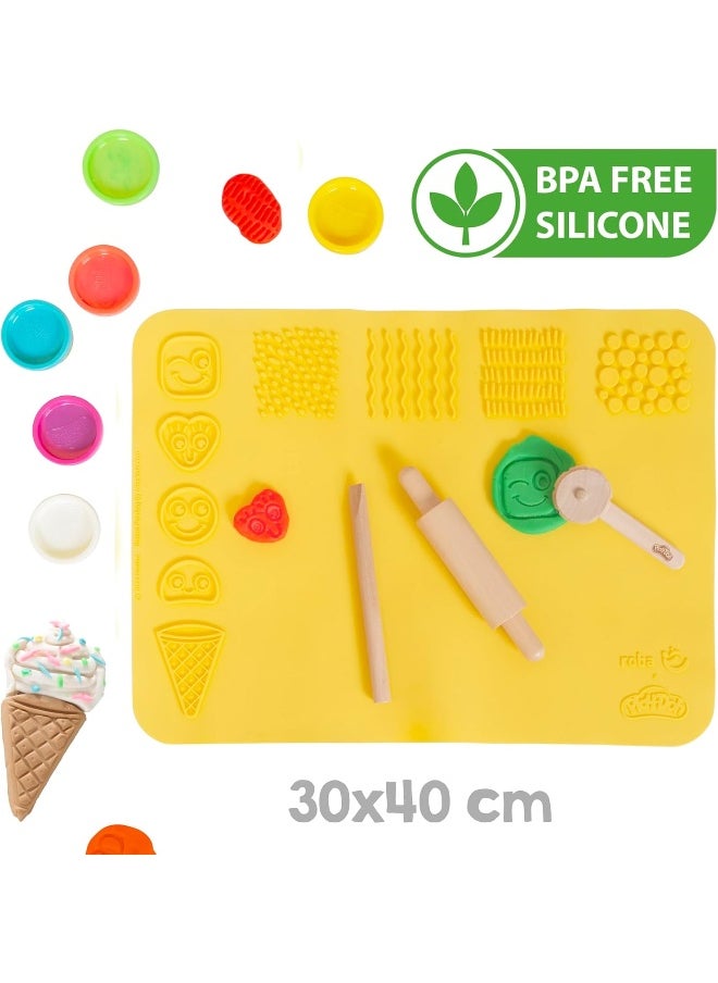 Play-Doh Play-Doh x Roba Play Set with 3D Creativity Mat, Wooden Tools, Modeling Clay  - Image 2