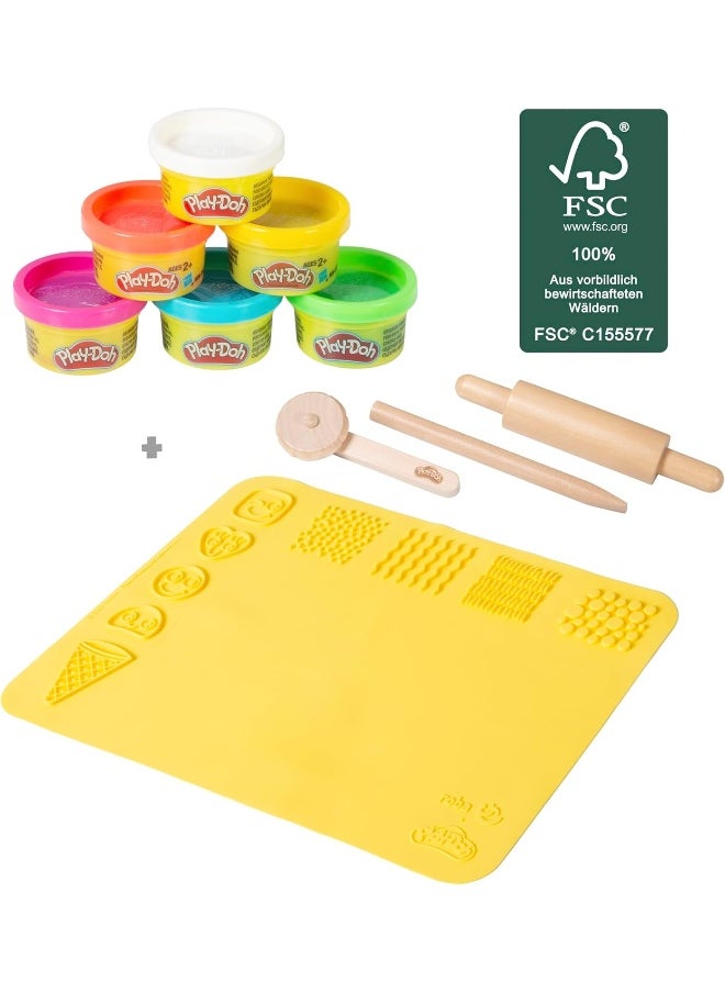 Play-Doh Play-Doh x Roba Play Set with 3D Creativity Mat, Wooden Tools, Modeling Clay  - Image 3