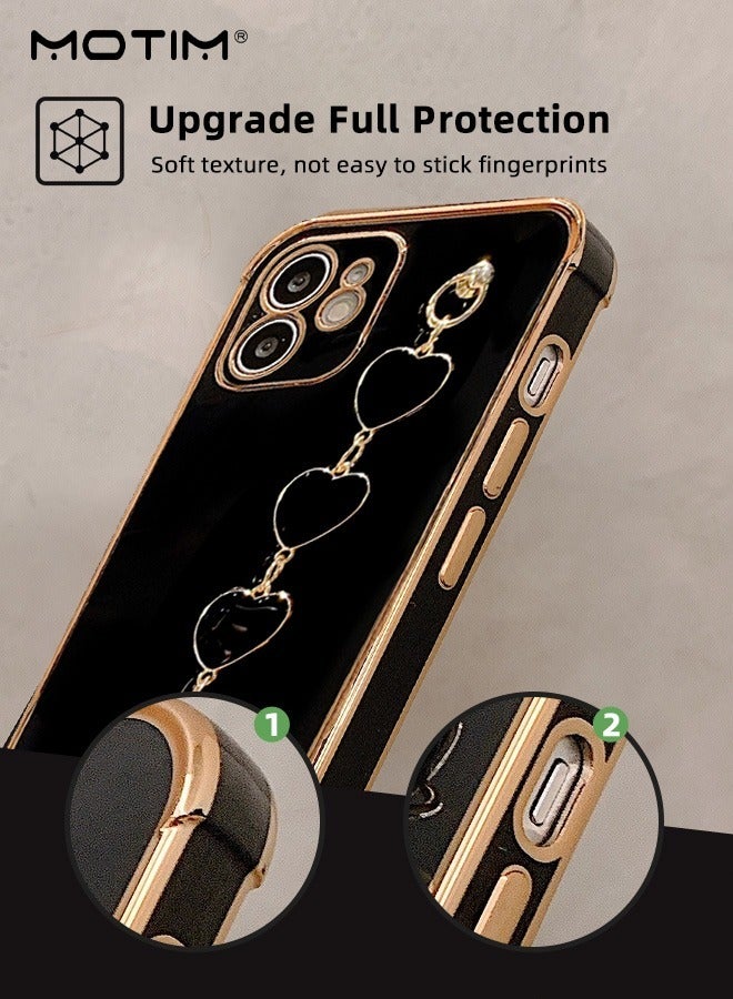 Motim Heart Chain Case for iPhone 14 Pro Max, Love Heart Full-Body Protection Soft TPU Phone Cover with Strap Wrist, Slim Shockproof Anti-Scratch Phone Case for Women - Image 5