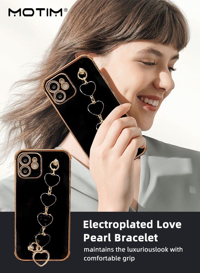 Motim Heart Chain Case for iPhone 14 Pro Max, Love Heart Full-Body Protection Soft TPU Phone Cover with Strap Wrist, Slim Shockproof Anti-Scratch Phone Case for Women - Image 2