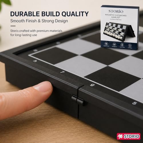 Storio Magnetic Chessboard Game Set with Folding Travel Friendly Portable Storage Case Chess Board Set with 2 Players Toys for Kids and Adults - Image 2