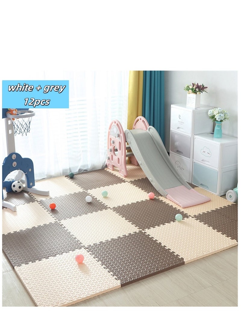 12 حزمة لغز أرضية حصيرة ، 60 × 60 سم إيفا رغوة أرضية Playmats مع سمك 2.5 سم ، الألعاب للأطفال حماية الأرضيات ممارسة حصيرة ، للرياضات المنزلية ، معدات التمرين ، تمرين اليوغا ، صالات الألعاب الرياضية للأطفال واللعب للأطفال (12 جهاز كمبيوتر شخصي ، 6 أبيض + 6 رمادي) - Image 1