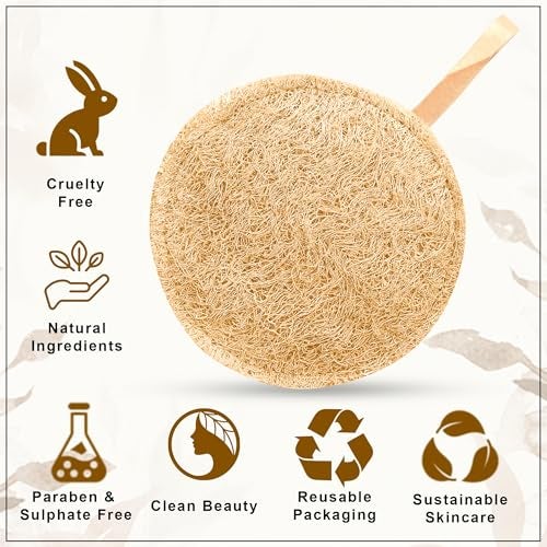 GLUN® Natural Loofah Scrubber 1 Piece, Loofah for Effective and Gentle Skin Care, Eco-Friendly Sponge - Image 2
