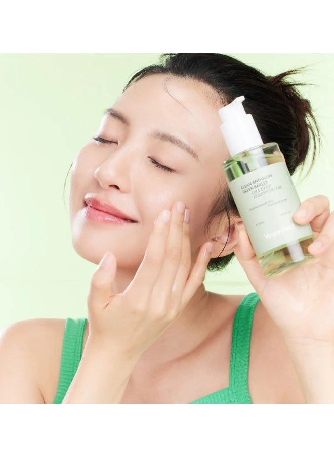 VEGANIFECT - Clean And Glow Green Barley LHA Deep Cleansing Oil 205ml, Korean Skincare, VEGAN Certified, Removing Heavy Makeup, Blackhead and Whitehead, - Image 1