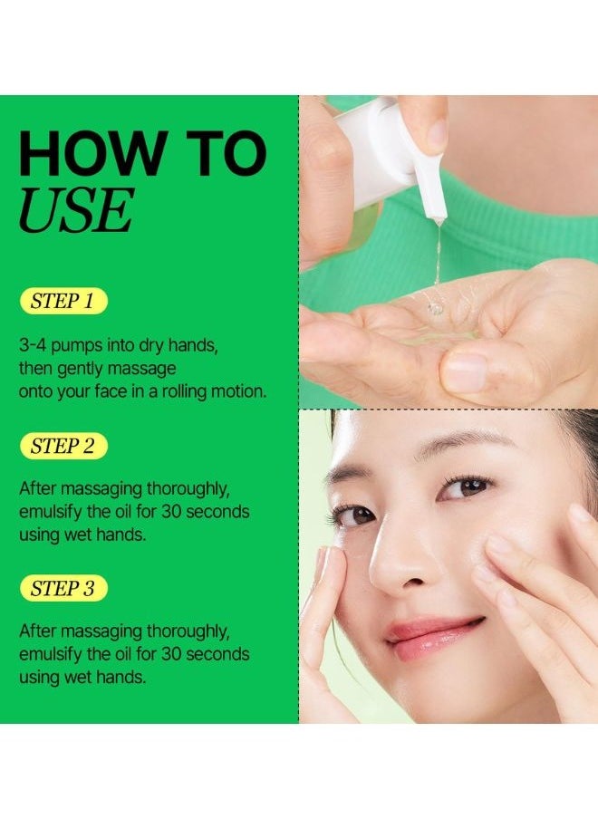 VEGANIFECT - Clean And Glow Green Barley LHA Deep Cleansing Oil 205ml, Korean Skincare, VEGAN Certified, Removing Heavy Makeup, Blackhead and Whitehead, - Image 1