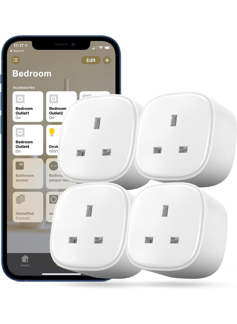 meross Smart Plug 4Pack, Apple HomeKit Google Alexa SmartThings Supported, Voice Remote Control, Timer Function, WiFi Plug, for Android and iOS, No Hub Required, 2.4G Only - Image 1