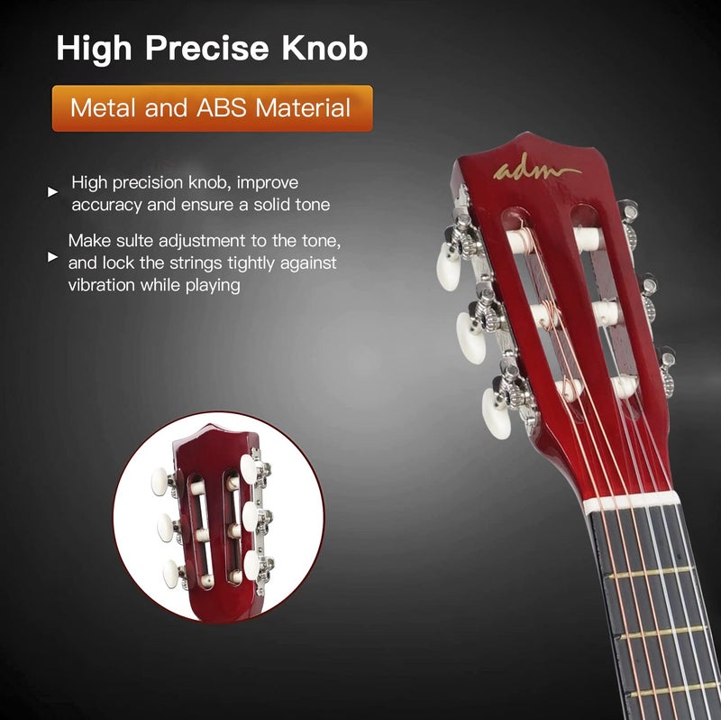 ADM Beginner Acoustic Classical Guitar 30 Inch Nylon Strings Wooden Guitar Bundle Kit for Kid Boy Girl Student Youth Guitarra Online Lessons with Gig Bag, Strap, Tuner, Extra String,Pick,Sunbrust 1 - Image 3