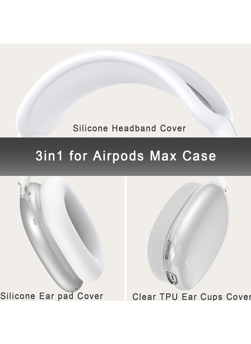 Generic - 3 in 1 Clear Silicone Case Cover for AirPods Max Headphones White - Image 1