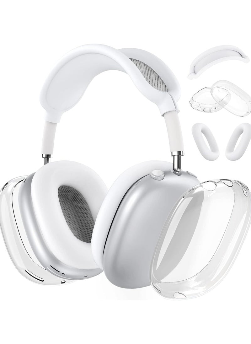 Generic - 3 in 1 Clear Silicone Case Cover for AirPods Max Headphones White - Image 1