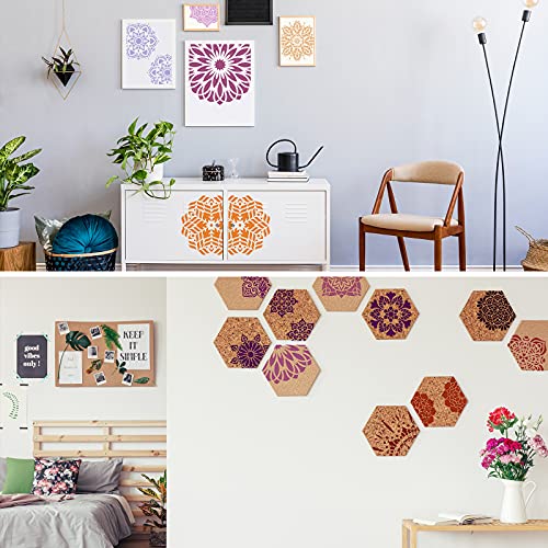 Tenare 25 Pieces Mandala Reusable Stencil Mandala Dot Painting Template Wall Furniture Floor Tile Painting Stencil DIY Painting Drawing Template for Rock Stones Wall Fabric Furniture, 2 Sizes - Image 4