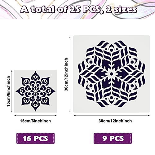 Tenare 25 Pieces Mandala Reusable Stencil Mandala Dot Painting Template Wall Furniture Floor Tile Painting Stencil DIY Painting Drawing Template for Rock Stones Wall Fabric Furniture, 2 Sizes - Image 2