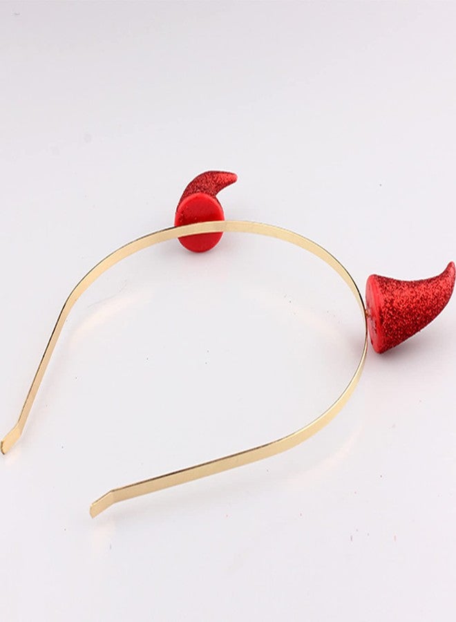 WLBON 3 Pcs Halloween Devil Horns Headband Hair Clips Red Demon Vampire Cow Ears Hair Hoops Bands Headpiece Hairband Barrettes Hair Pins Hairpins Hairclips Women Christmas Cosplay Birthday Party Accessories - Image 4