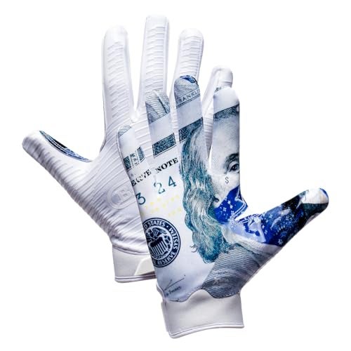 Battle Wide Receiver Football Gloves Ultra Stick Grip Compression Fit Runs Tight Size Up If Between Sizes Youth Adult Football Gloves Adult Medium Blue Strips - Image 3