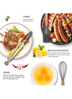 MMG Cooking utensil Set, 12 Pcs Silicone Spatula Set for Baking, Cooking & Decorating, Home Kitchen Spatula Spoon Gadget with Holder for Nonstick Cookware, , Heat-Resistant & BPA-Free Cooking Spatula Set  - Image 4