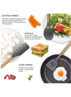 MMG Cooking utensil Set, 12 Pcs Silicone Spatula Set for Baking, Cooking & Decorating, Home Kitchen Spatula Spoon Gadget with Holder for Nonstick Cookware, , Heat-Resistant & BPA-Free Cooking Spatula Set  - Image 3