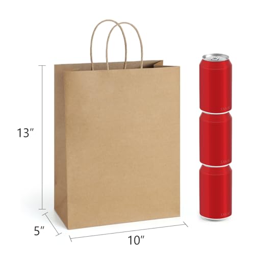 BagDream Gift Bags 10x5x13 50Pcs Brown Kraft Paper Gift Bags with Handles Bulk for Shopping, Merchandise, Retail, Grocery, Party Favor, Recycled Paper Sacks - Image 2