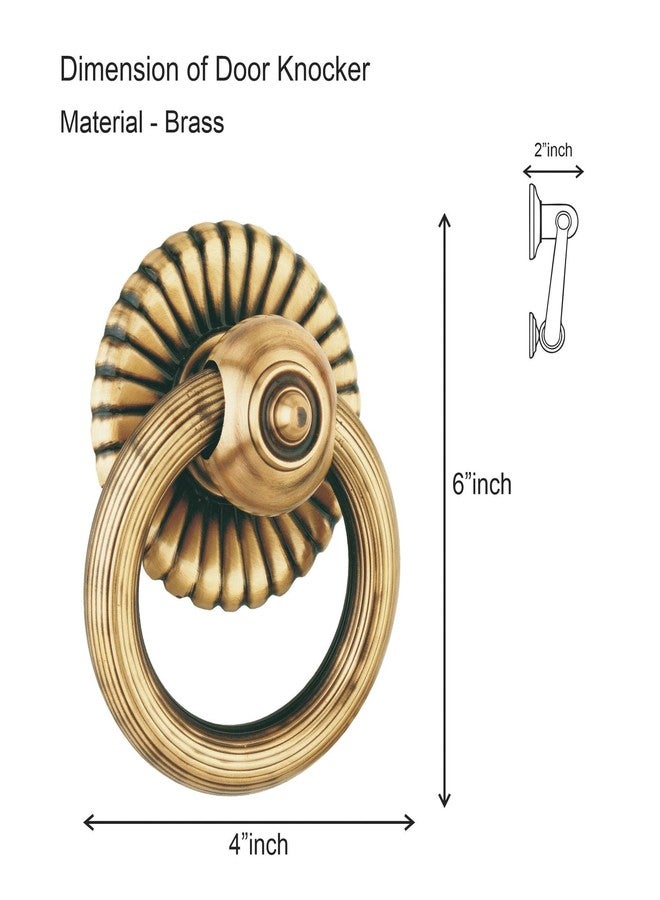 COMPASS Gulf Flower Door Knocker | Gulf Flower Shape Door Knocker | Handmade Door Knocker for Front Door Brass | 6" | Pack of 1 - Image 2