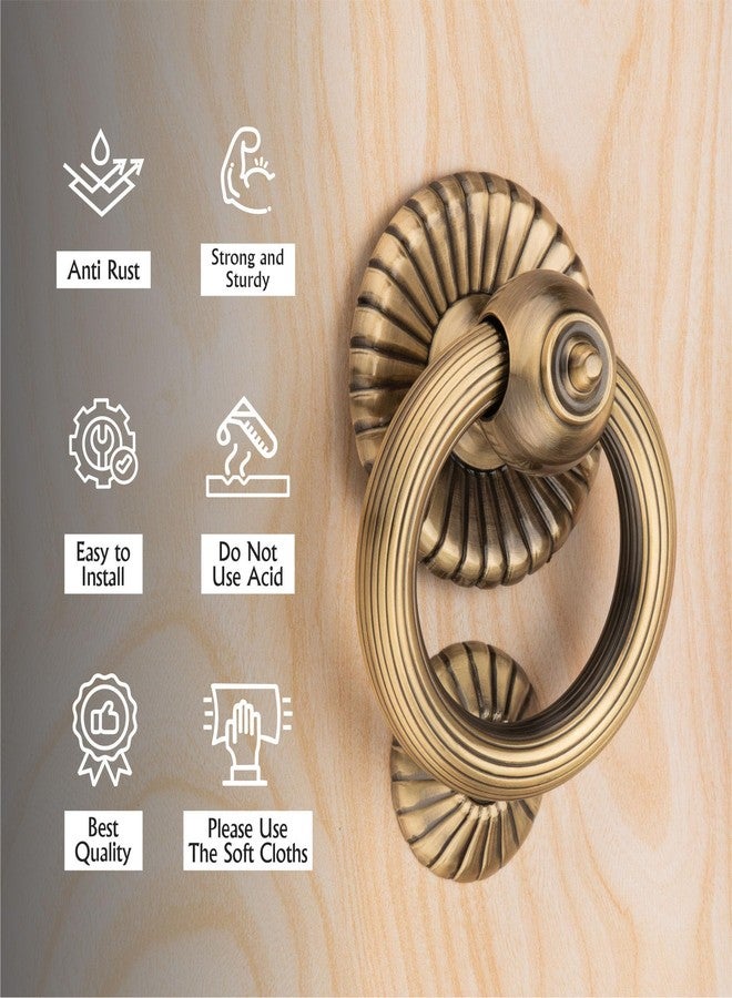 COMPASS Gulf Flower Door Knocker | Gulf Flower Shape Door Knocker | Handmade Door Knocker for Front Door Brass | 6" | Pack of 1 - Image 3