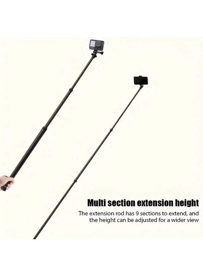 Silvery Selfie Stick 118 Inch Telescopic Monopod For Insta360 GoPro Action Camera - Image 3