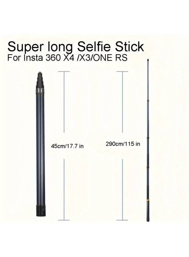 Silvery Selfie Stick 118 Inch Telescopic Monopod For Insta360 GoPro Action Camera - Image 1
