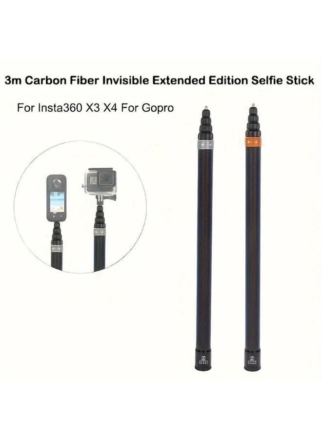 Silvery Selfie Stick 118 Inch Telescopic Monopod For Insta360 GoPro Action Camera - Image 2