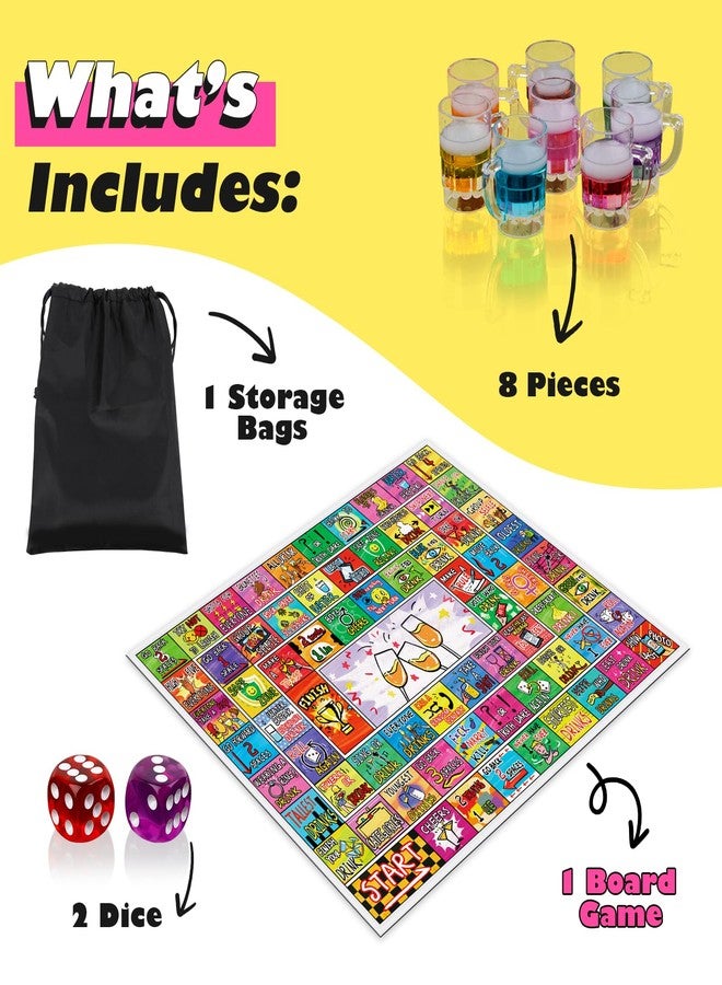 Broytain Drinking Board Game for Adults with Non-Slip Rubber Mat, Interactive Drinking Party Games for Game Night, Bachelorette, Girls Night, Birthday, Couples, Family Game Night, 2-8 Players Age 21+ - Image 2